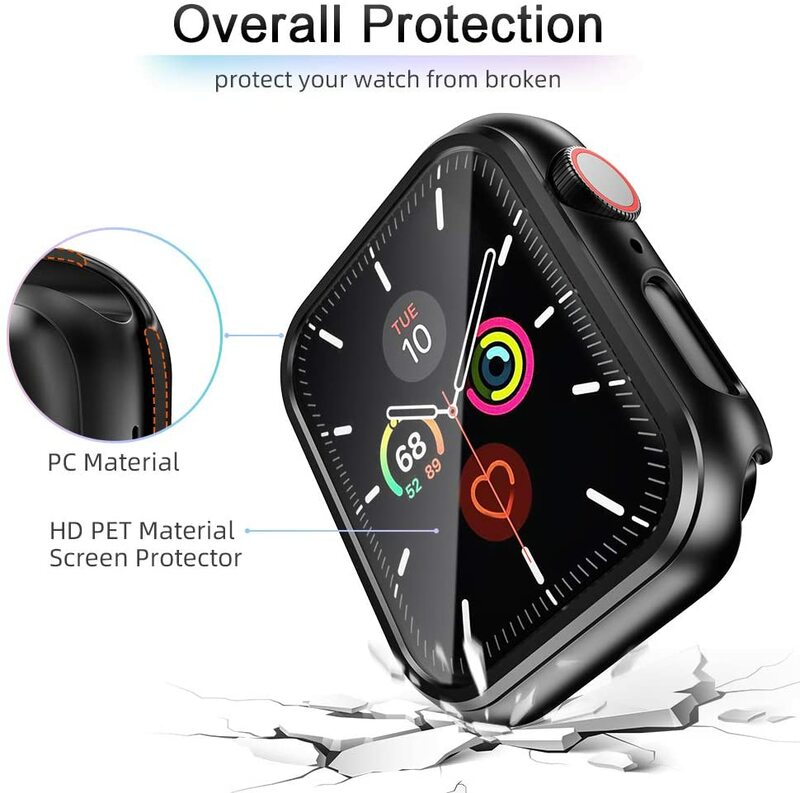 สำหรับ Apple Watch Case Series 7 6 5 4 3 SE กันชน PC กระจกนิรภัย + ฝาครอบ Iwatch 45มม.41มม.44มม.40มม.42มม.38มม.