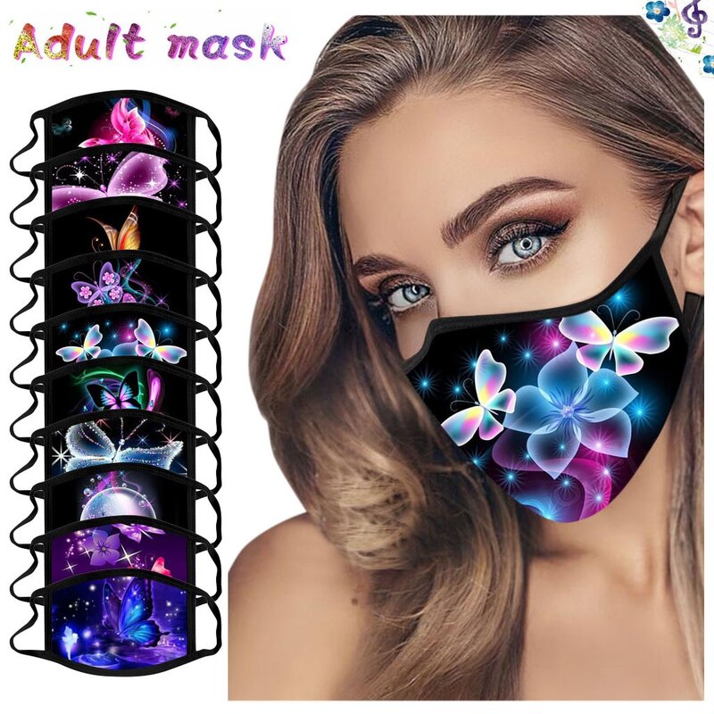 1 sztuk Unisex dorosłych kolorowe motyl maski na usta zmywalny i wielokrotnego użytku osłona na twarz ciepłe wiatroszczelne pyłoszczelne mondkapjes wasbaar