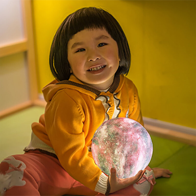 Lampu Bulan Bintang Cetak 3D Lampu Galaksi LED 3/16 Warna Berubah Sentuhan Remote Control LED Lampu Malam Dekorasi Rumah Hadiah Anak-anak Kreatif