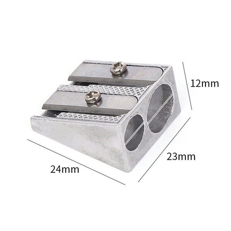 1pc New Double Hole Bevel Metal Pencil Sharpener Pencil Sharpeners Drawing Writing Sharpener