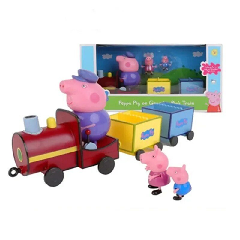 Peppa pig toys George pig guinea Grandpa Pig's Train Action Figure Original Pelucia Anime Toys For children Christmas Gift