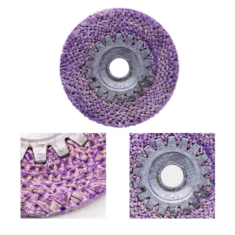 Outil de polissage pour corde de chanvre rouge 100mm x 16mm, roue de chanvre violet pour le meulage d'angle rugueux du métal en acier inoxydable