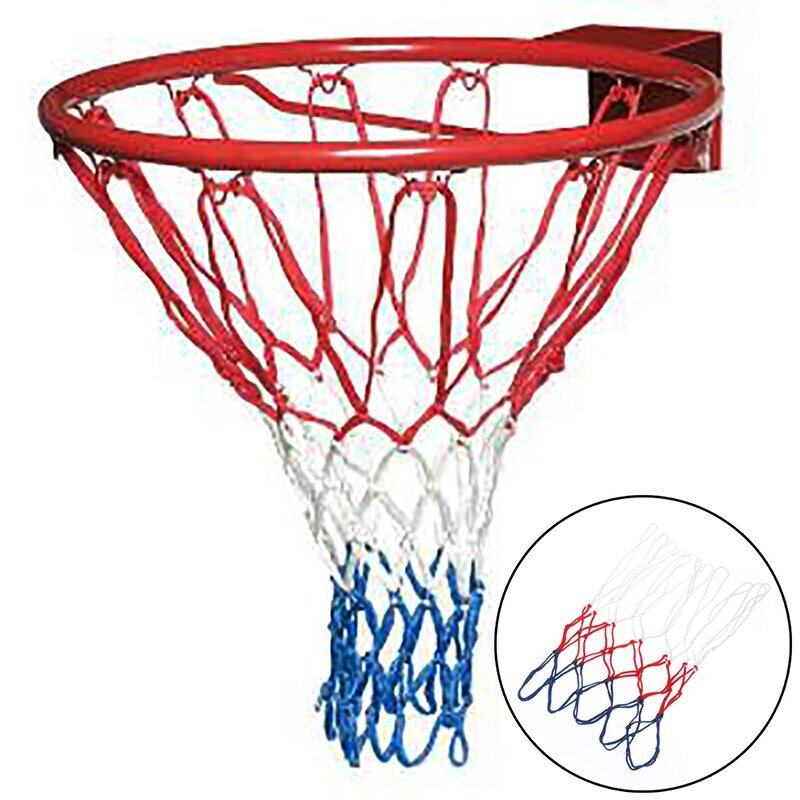 معيار شبكة كرة سلة دائم نايلون خيط سميك ثلاثة لون عالمي شبكة كرة سلة شبكة استبدال