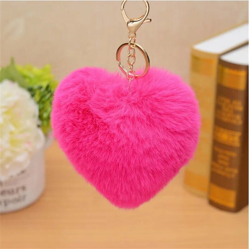1 Pcs New Rabbit Hair Color Love Plush Toys Keychain Pendant Toy Holiday Gift Christmas Gifts For Girls 10Cm
