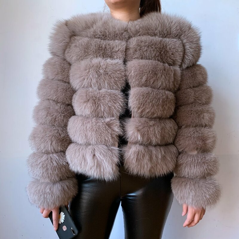 50cm real pele real casaco de pele de raposa outfit mangas compridas qualidade prata raposa mulheres inverno quente grosso natural pele de raposa casacos