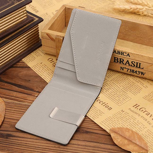 New Fashion Men's Leather Money Clips Wallet Multifunctional Thin Man Card Purses Women Metal Clamp For Money Cash Holder
