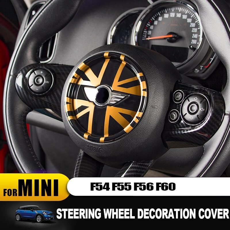 Sarung Stiker Decal Stiker Mobil Khusus 3D Panel Pusat Roda Kemudi untuk MINI Cooper R55 R56 R60 R6 F54 F55 F56 F60