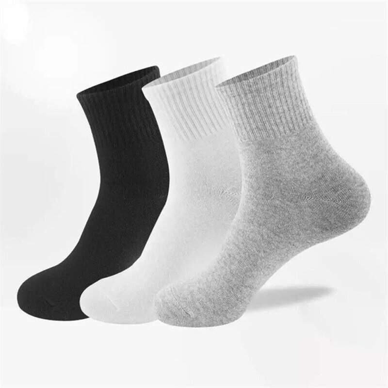 Calcetines tobilleros de algodón para hombre y mujer, medias cortas de alta calidad, Color negro, blanco y gris, 10 unidades/5 pares