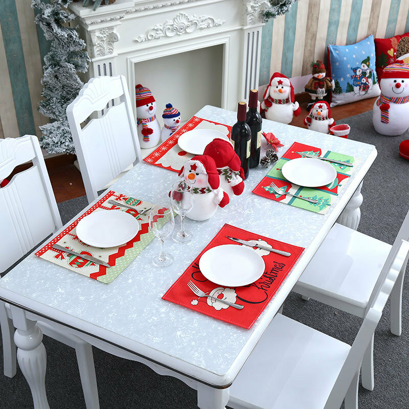 메리 크리스마스 주방 플레이스 매트 장식 식탁 테이블 매트 그릇 컵 패드 홈 장식 크리스마스 선물 Navidad 새해 2022