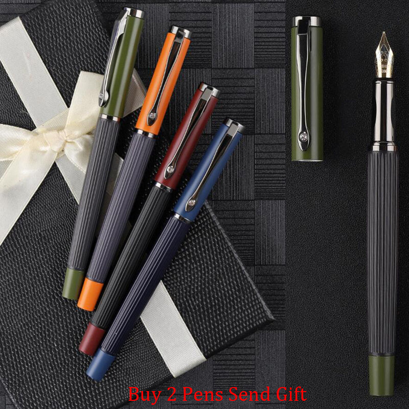 Ручка перьевая мужская с металлическими чернилами, роскошная дизайнерская ручка для письма в деловом стиле, подарок, 2 шт.