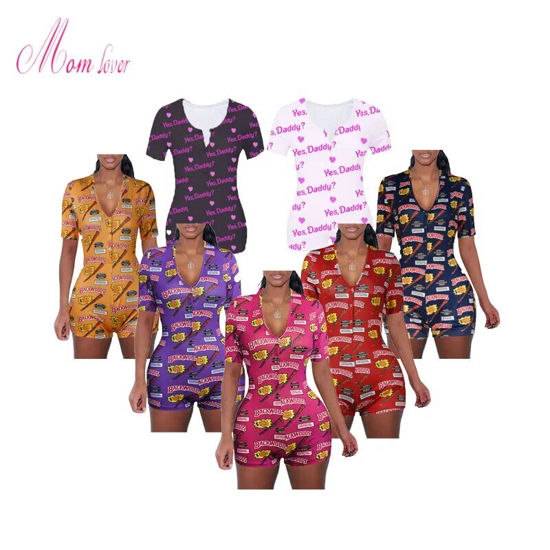 Adult Onesie yes daddy onesies Shorts sleeve backwoods onesie Sexy Rompers Adult Onesie Adult Pajamas For Women