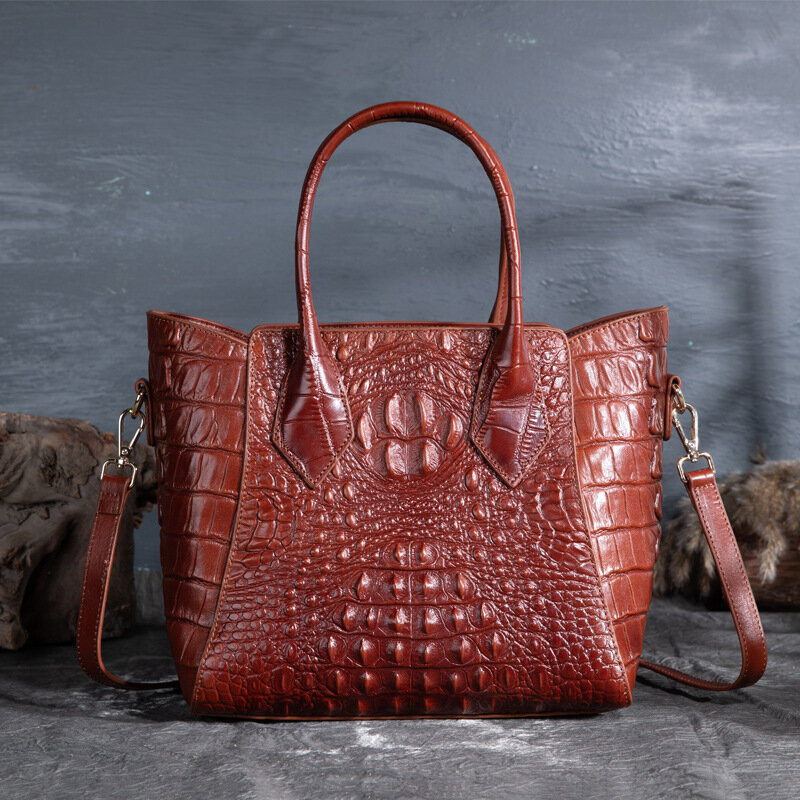 2020New frauen Handtasche Vintage Krokodil Volle-Korn Leder frauen Große Kapazität Tote Bag designer handtaschen hohe qualität taschen