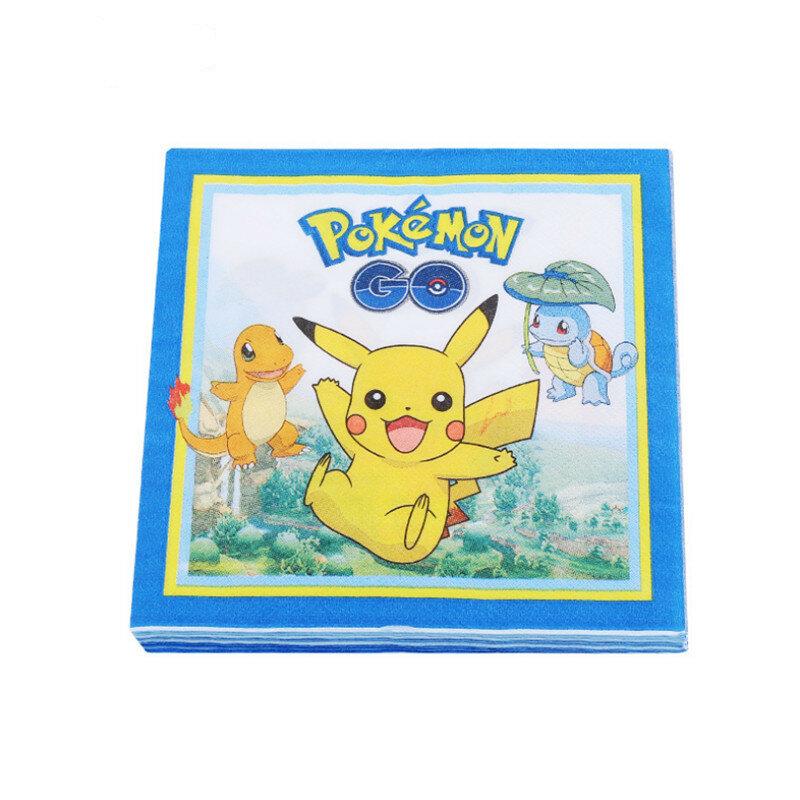 Tema de pokemon Pikachu fiesta decoración suministros para fiestas de cumpleaños decoración platos de papel máscara Baby Shower suministros vajilla conjuntos