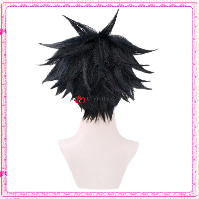 Fushiguro Megumi parrucca mista blu nera Anime Fushiguro Megumi parrucca parrucche sintetiche resistenti al calore + cappuccio per parrucca