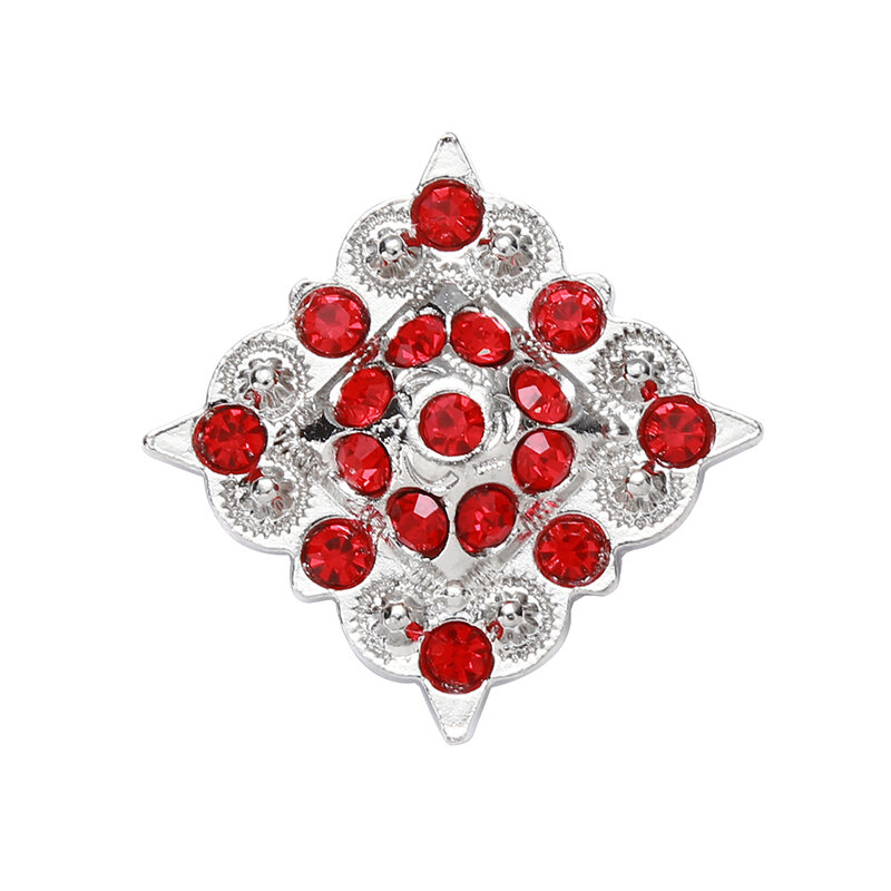12pcs/lots Crystal Concho with Screw  Rhystone Metal Rhombus  Red rhinestone decoration Belt accessories