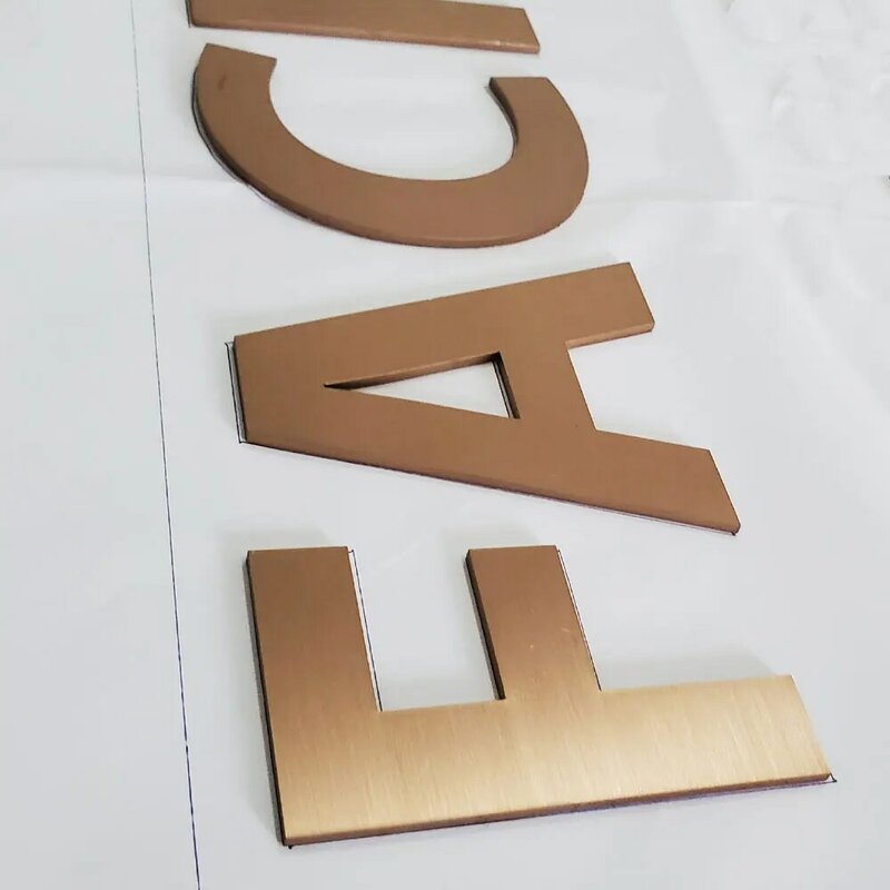 Letrero de Metal de acero inoxidable para exteriores, letras de señal duraderas de alta calidad con corte láser, color dorado