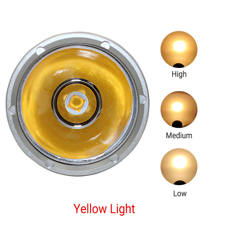 Linterna LED de buceo XHP70.2, 4000 lúmenes, resistente al agua, luz blanca y amarilla bajo el agua, 100M, XHP70