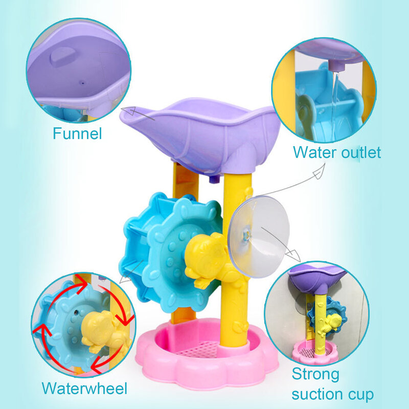 Waterwheel Bath Toys Set for Kids, Jogo de banheiro, cor aleatória, Leitão interativo, Chuveiro de elefante, Rega