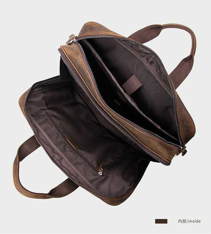 Top Qaulity Brand Briefcase Bag For Men Male Business Bag Vintage Designer Handbag Laptop Briefcase Crazy Horse Leather