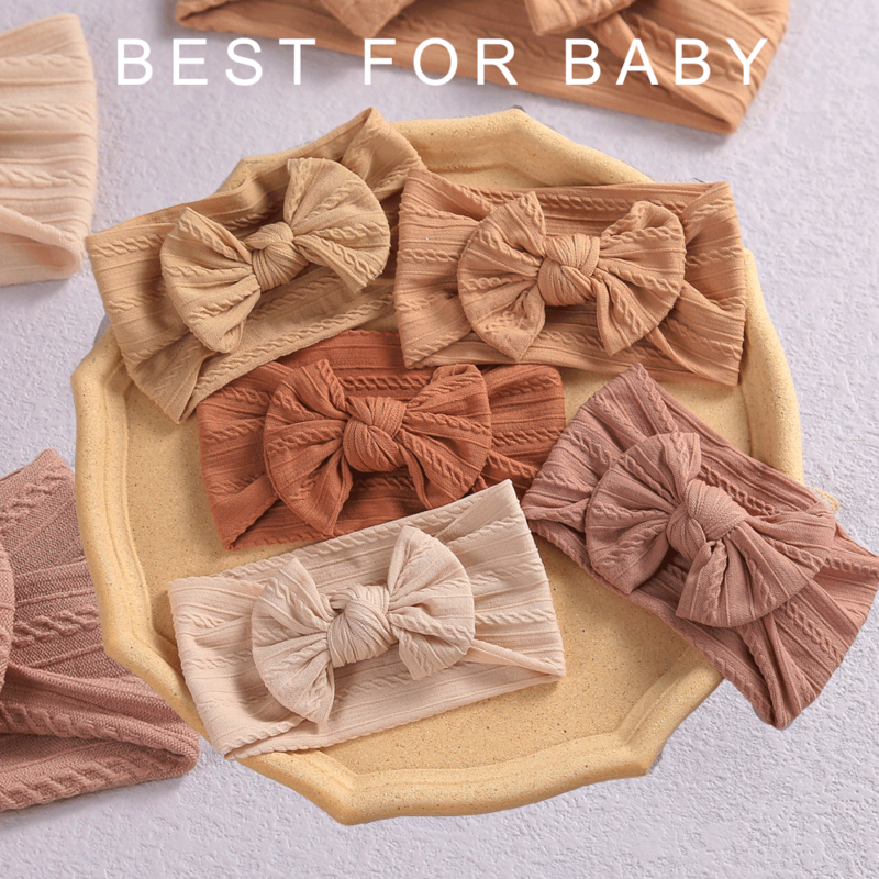 케이블 활 아기 머리띠, 나비 매듭 머리 장식, 터번 탄성 유아용 머리띠, 아기 소녀 헤어 액세서리, 32 색