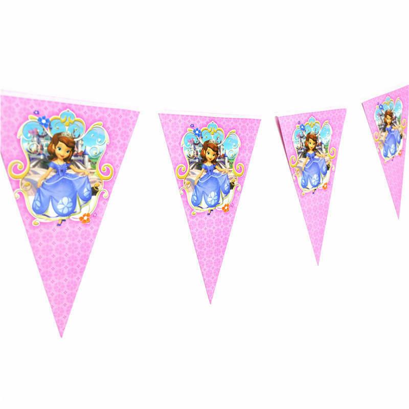 디즈니 소피아 테마 생일 파티 일회용 접시 컵 냅킨 공주 파티 장식 식탁보 배너 파티 용품