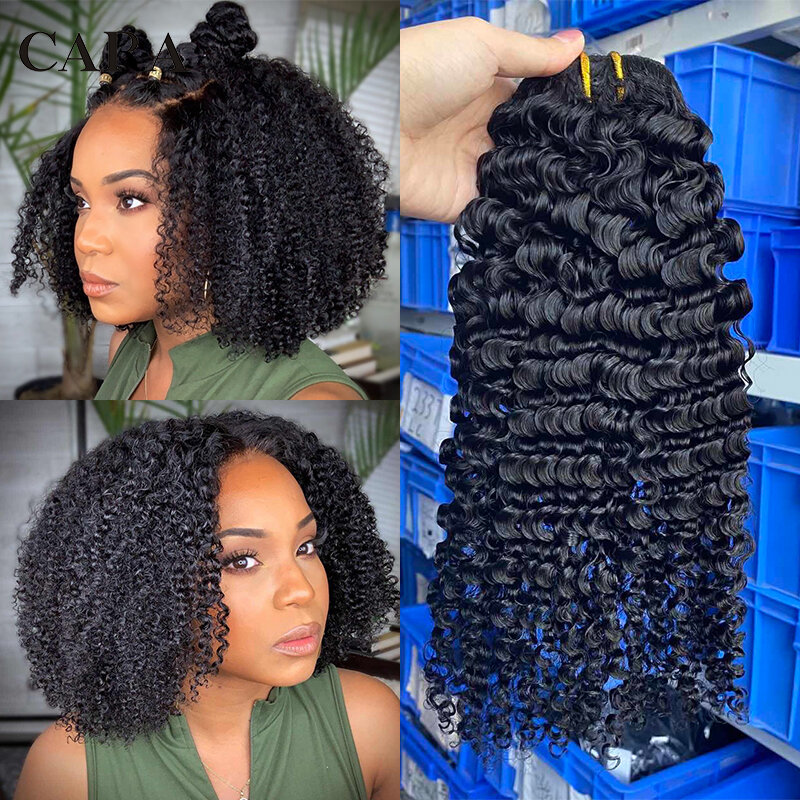 Clip riccia Afro crespo brasiliana nelle estensioni dei capelli umani 3B 3C estensioni dei capelli umani vergini per le donne testa piena nera naturale