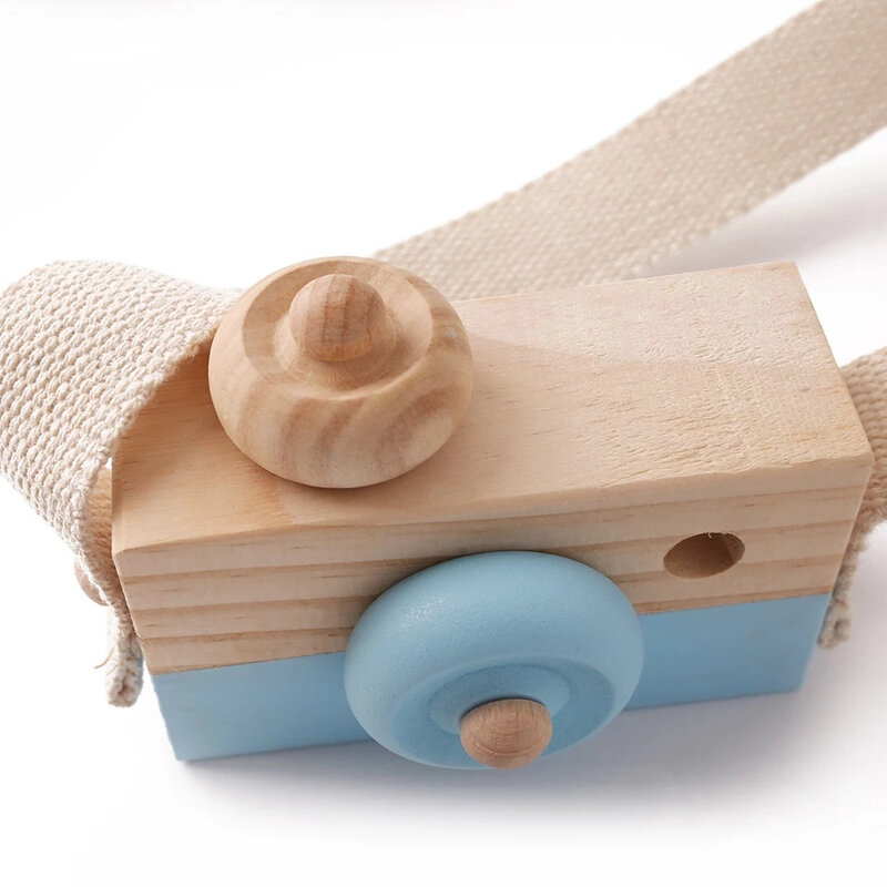 Câmera de moda de madeira brinquedos do bebê pingente bebê bloco montessori brinquedos para crianças de madeira diy apresenta presente de enfermagem brinquedos ao ar livre
