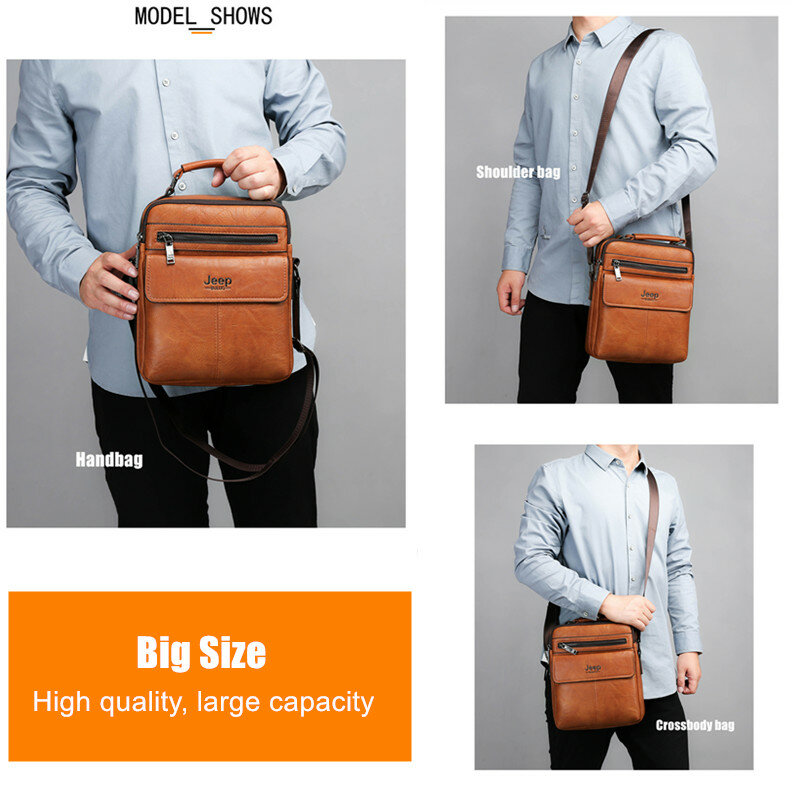 JEEP BULUO – sacs à bandoulière en croûte de cuir pour hommes, sac à main Fashion Business, sacoche de bonne qualité, fourre-tout tendance