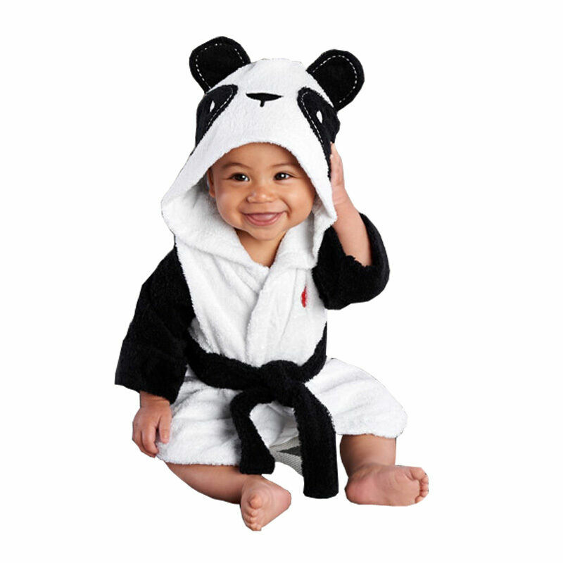 Cute Boys Girls Animal Ears Bathrobe Hooded Bath Robes Towel Infant Baby Long Sleeve Hoodies Belt Bathing Robes Sleepwear 0-5Y