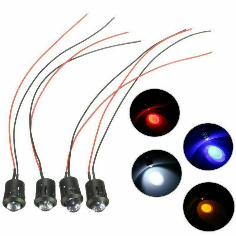 LED precableado redondo con soporte de plástico, 10-100 piezas, 3mm/5mm, rojo/verde/azul/RGB, blanco, UV, cc 12V