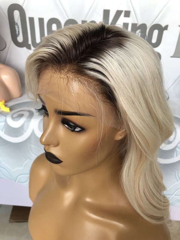 QueenKing hair Custom order 13X6 Lace Front Wig ombre Blonde 6/613 Transparent Lace Small Knots Ombre Blonde Wig