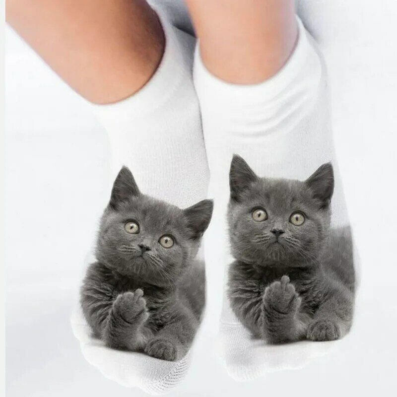 Cartoon Cat Sock 3D Cat Printed Cotton Anklet Socks Low Cut Sports Sock Cute Designer Women Girl Casual Socks