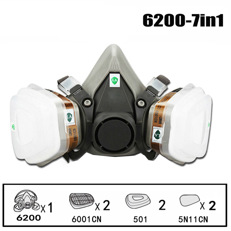 1Set Masker Gas Debu Respirator Wajah Penuh untuk Melukis Semprot Pestisida Asap Kimia Pelindung Kebakaran Setengah Wajah PM005