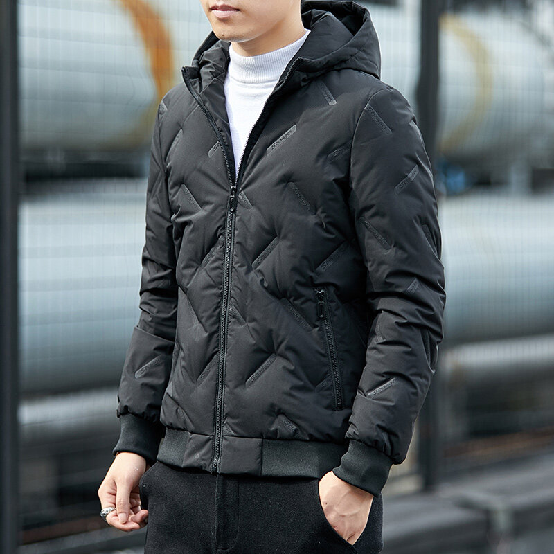 Casaco masculino leve e fino, estilo curto, tamanho mais volumoso, elegante, casaco de menino bonito, versão coreana, quente, inverno, novo, 2023