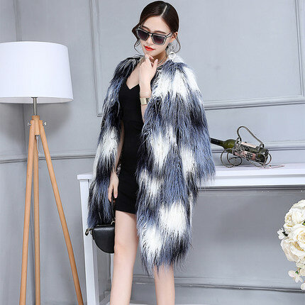 Manteau de fourrure ample et mince pour femmes, vêtement de qualité supérieure, couleur dégradée, N67