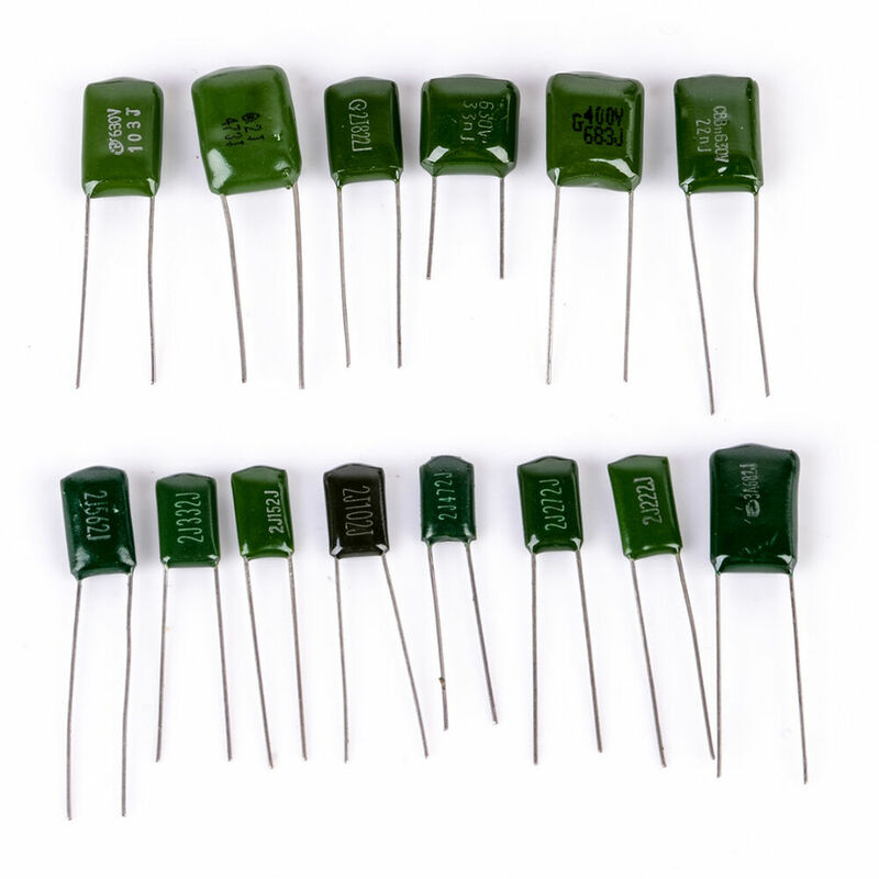 180pcs/lot Polyester Film Capacitor Assorted Kit 2A104J 2A332J 2A472J 2A103J 2A333J 2A473J 2A563J 2A223J  Capacitors Set Pack
