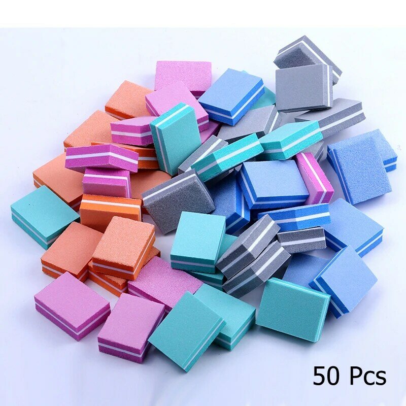 Dupla face Mini Nail File Blocks, esponja colorida, unha polonês, lixar tampão, tiras de polimento, ferramentas de manicure, 10, 25, 50pcs por lote