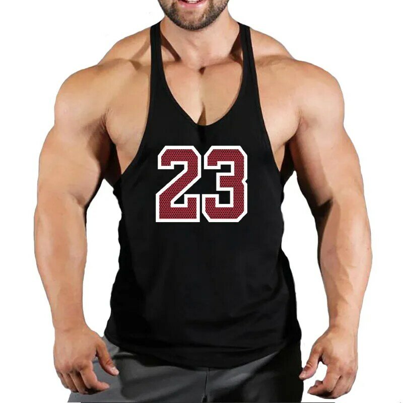 Nova marca 23 ginásio tanque superior dos homens roupas de fitness dos homens musculação tanque topos verão ginásio roupas para o sexo masculino sem mangas colete camisas