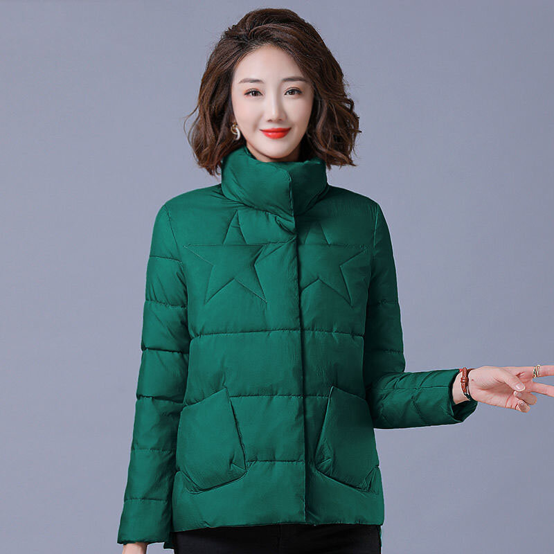 2022 novas senhoras algodão casaco feminino curto para baixo algodão engrossar meia-idade idosos mães casacos inverno algodão manter quente jaqueta