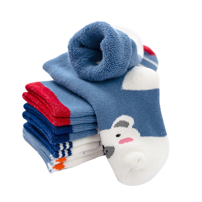Meias grossas de algodão Terry para crianças, meias térmicas, macias, quentes, meninos, meninas, bebê, crianças, 5 pares, muito, inverno