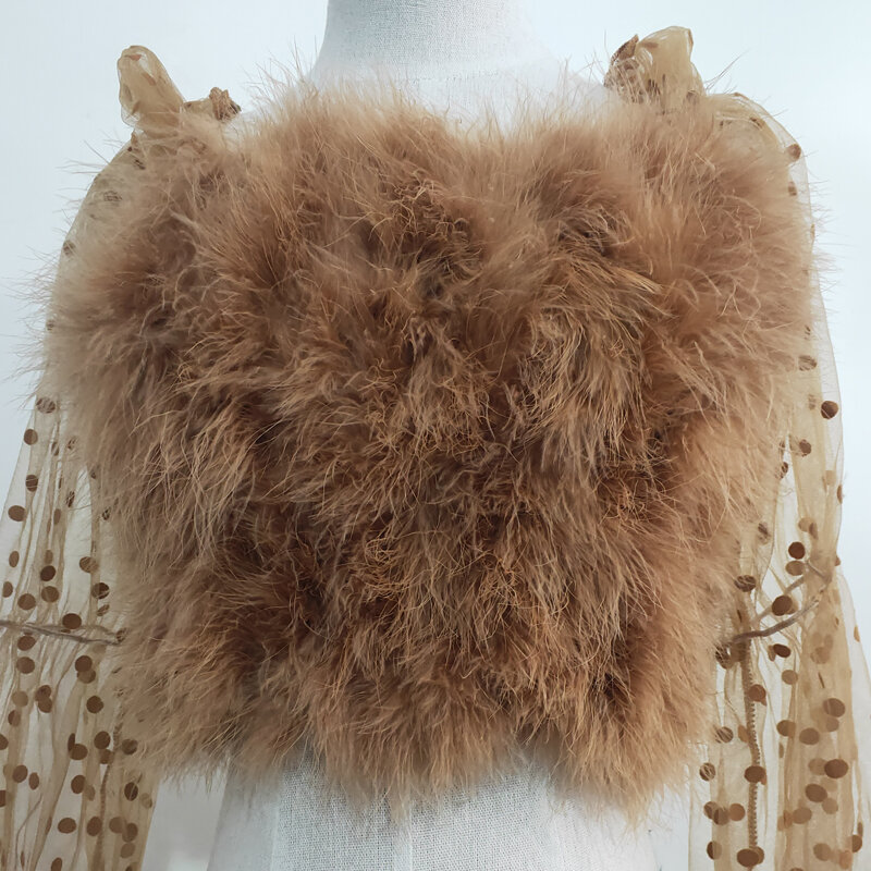 Latest hot selling 100% natural Ostrich hair bra underwear sexy sleeve women's fur coat Turkey hair real fur coat