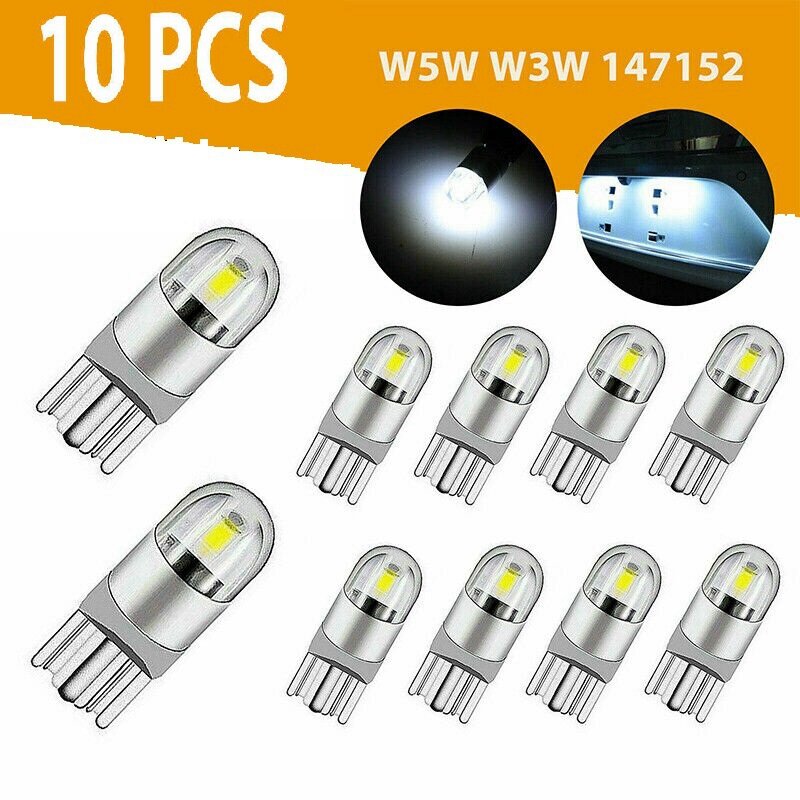 Canbus LED電球,10個,6000k,168 194 w5w,白いライセンスマーカー