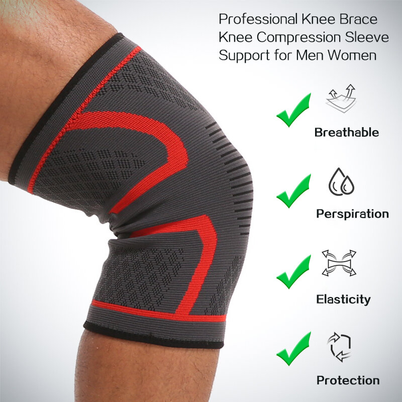 Worthdefence 1/2個の関節炎関節ナイロンスポーツフィットネスコンプレッションスリーブニーパッドランニングプロテクターの膝ブレースサポート