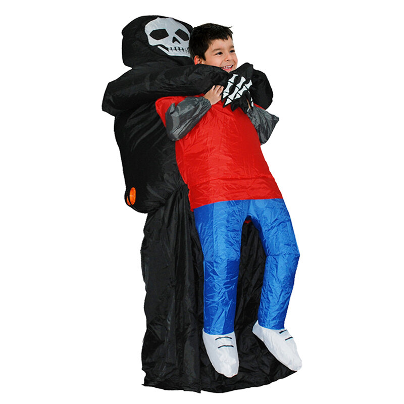 Carnival Cosplay Ghost Inflatable Costume Adult Kids Scary Horrible Skeleton Ghost Costumes for Man Women Halloween Party Suit