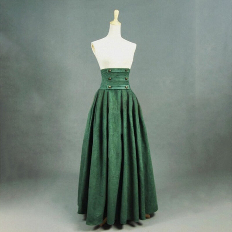 Jupe plissée élégante style médiéval pour femme, taille haute, costume de la Renaissance, Vintage, nouvelle collection 2019