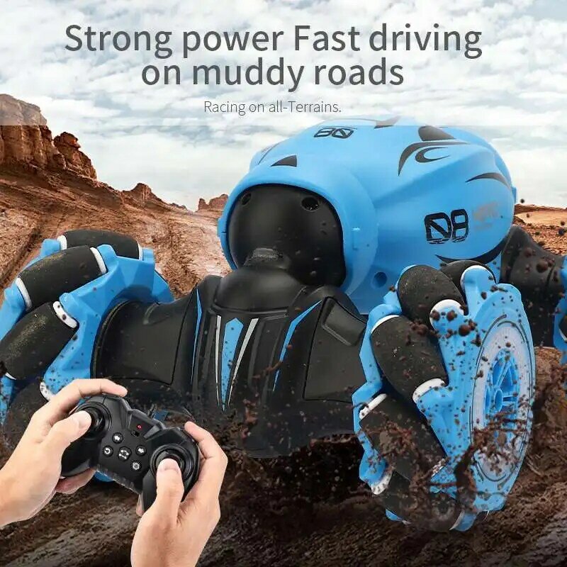 D876 1:16 4WD RC Car Radio Gesture Induction Music Light Twist High Speed Stunt carros a Control remoto Off Road Drift Vehicle Electric Racing Modelo de coche deformable juguete para niños / adultos