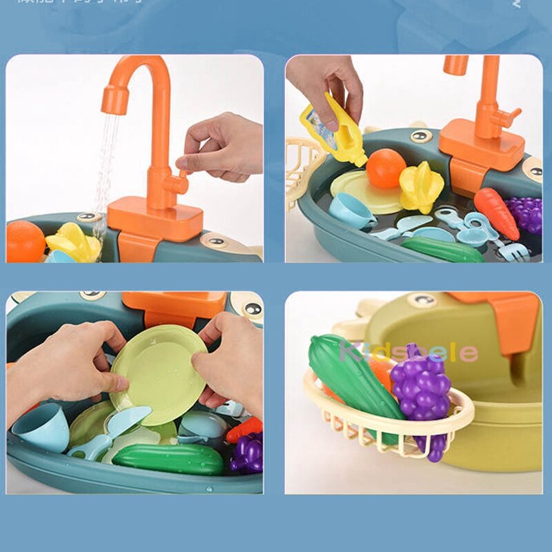 Jouets de cuisine pour enfants, Simulation lave-vaisselle électrique, jeu de Simulation, Mini cuisine, nourriture, jouets éducatifs d'été, jeu de rôle pour filles