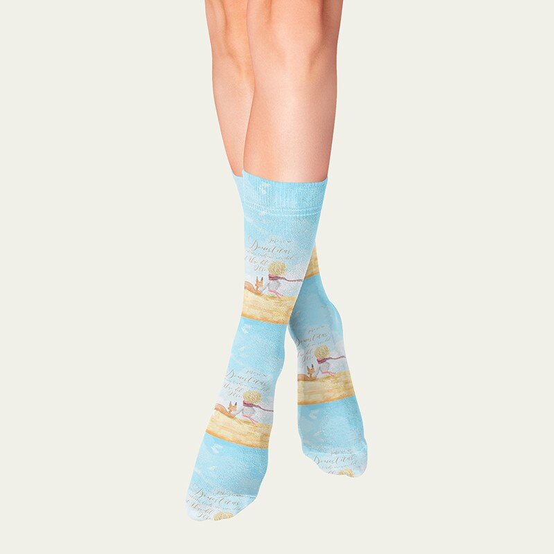المرأة مع طباعة مستقيم الجوارب ثلاثية الأبعاد الطباعة الأمير الصغير الجوارب مضحك الإبداعية الكرتون الجوارب السنة الجديدة هدية Socke