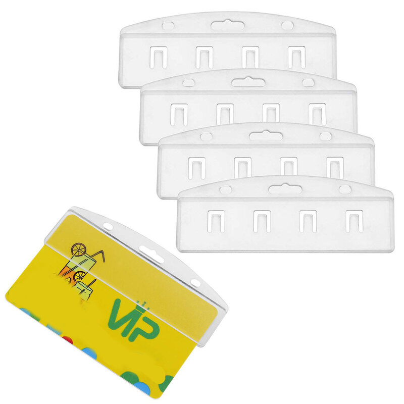 XRHYY-Porte-badge demi-carte horizontal, lot de 5, pour cartes d'identité glissantes, plastique polycarbonate rigide conviviale ré, transparent