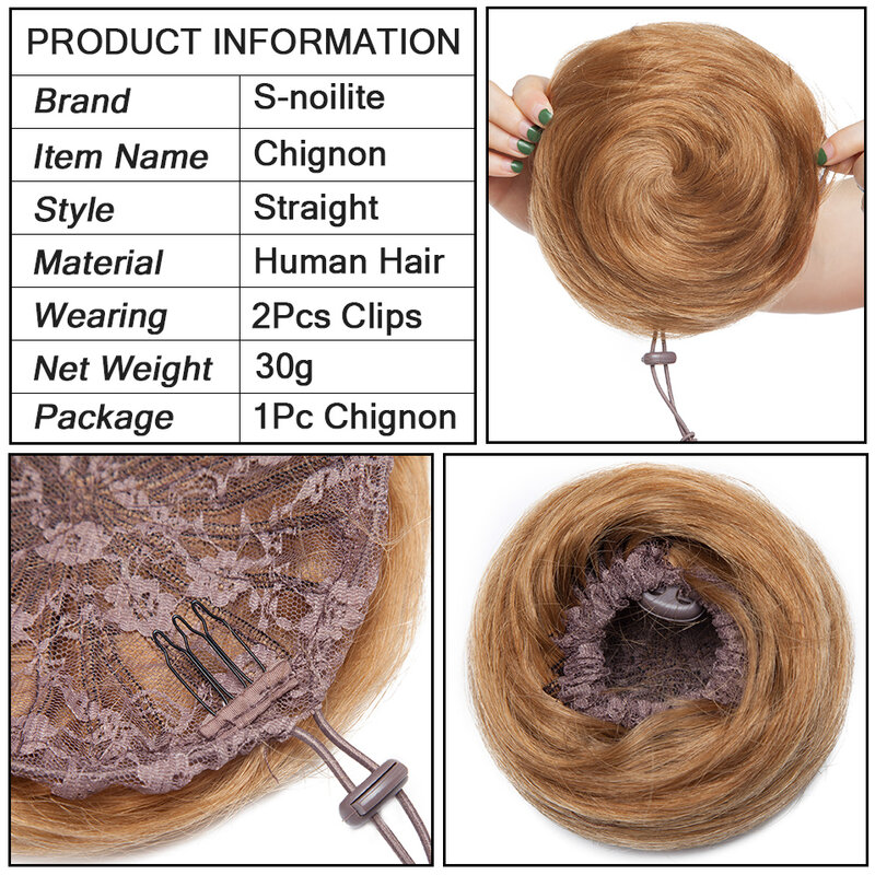 Elastic Scrunchie Hair Bun, Bun de cabelo, Donut Chignon Hairpiece, Wrap On, Preto, Marrom, Blonde Headwear, Clip In Extension, Band, 30g